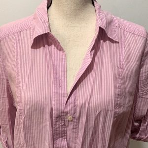 Ann Taylor Size 12 Light pink with white stripe sheer long sleeve blouse